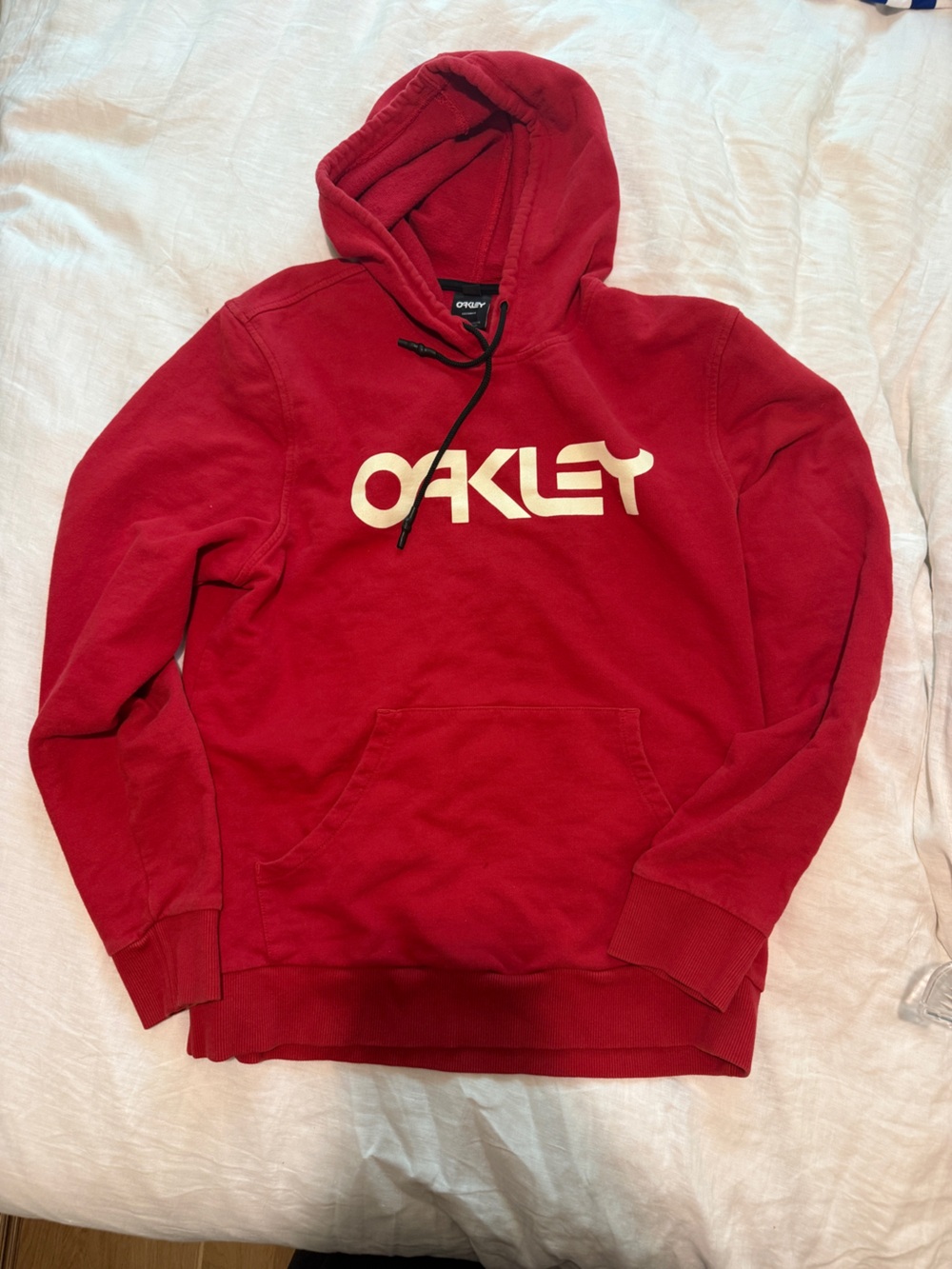 Oakley Red Pullover Hoodie with Vertical Logo